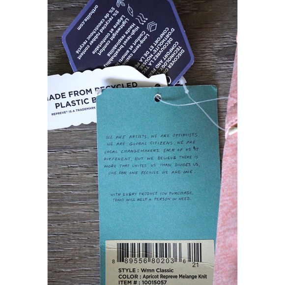 TOMS Women's Classic Alpargata Flat Apricot Repreve Melange Knit US 6.5M - Picture 5 of 8